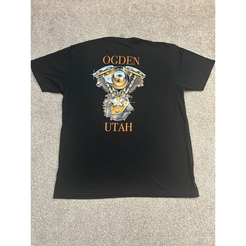 Next Level Apparel Ogden Utah Motorcycle Engine T-Shirt Mens XL Black Excellent